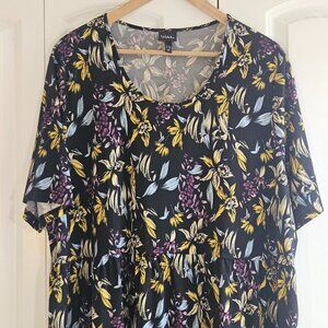 Ulla Popken Womens Dress 24/26 Floral Midi Super Soft Feminine Cottagecore EUC